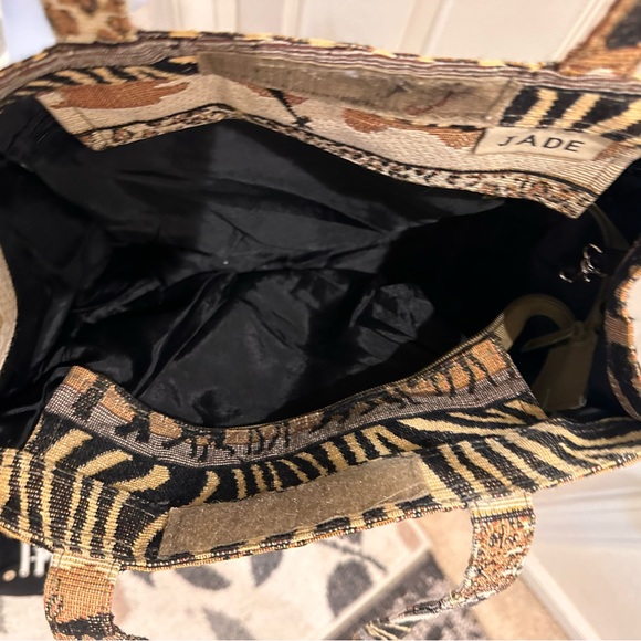 Tapestry Safari Purse / Tote Bag Animal Print Jade - Picture 10 of 11